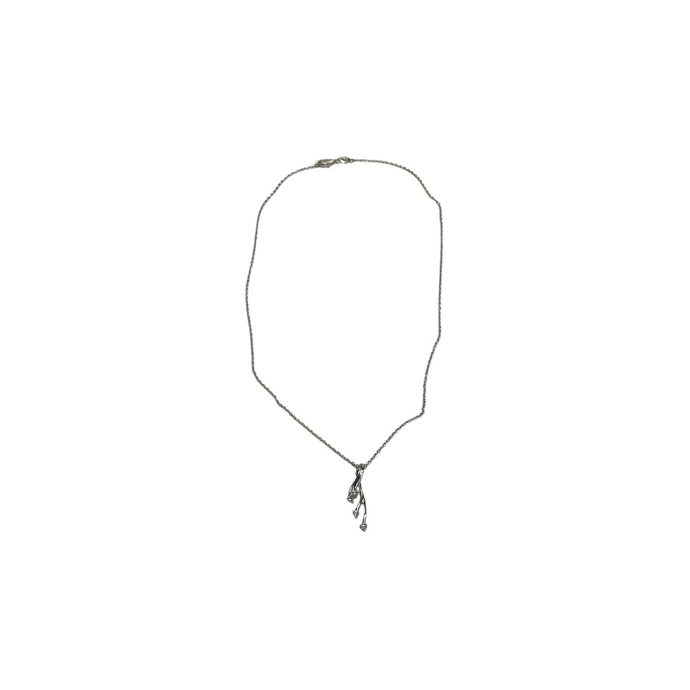 DW Sterling Silver Branch Pendant Necklace Womens 18in Silver 925 CZ